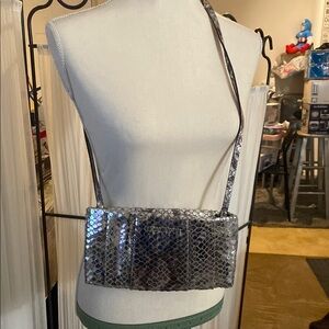 Silver Snakeskin Crossbody Bag